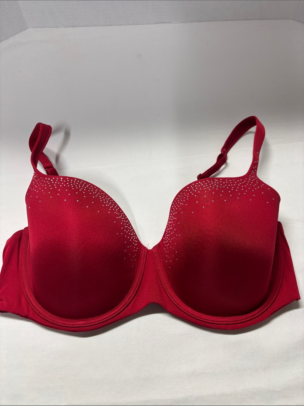 La SENZA Red Lined Underwire Bra with Rhinestone Detail